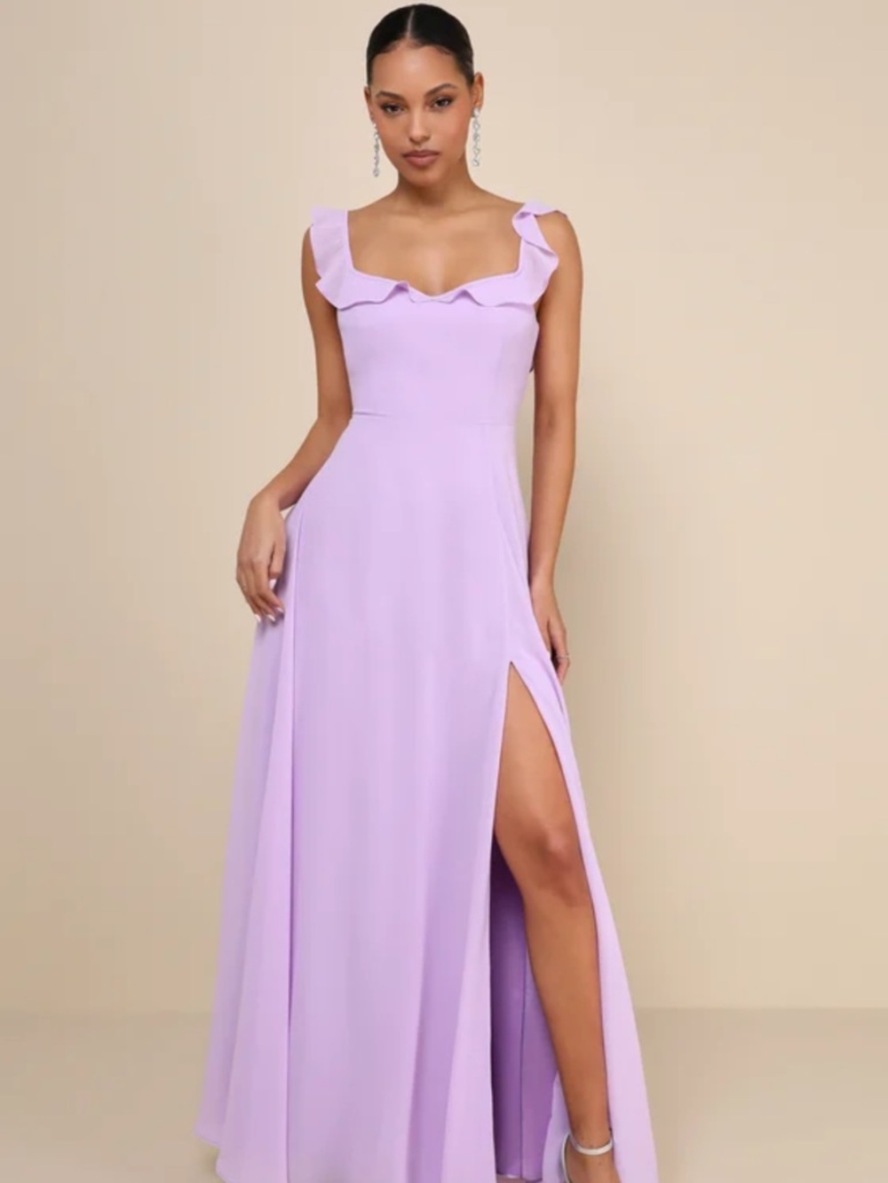 Lulu's Dreamy Admiration Lilac Ruffled Maxi Dress